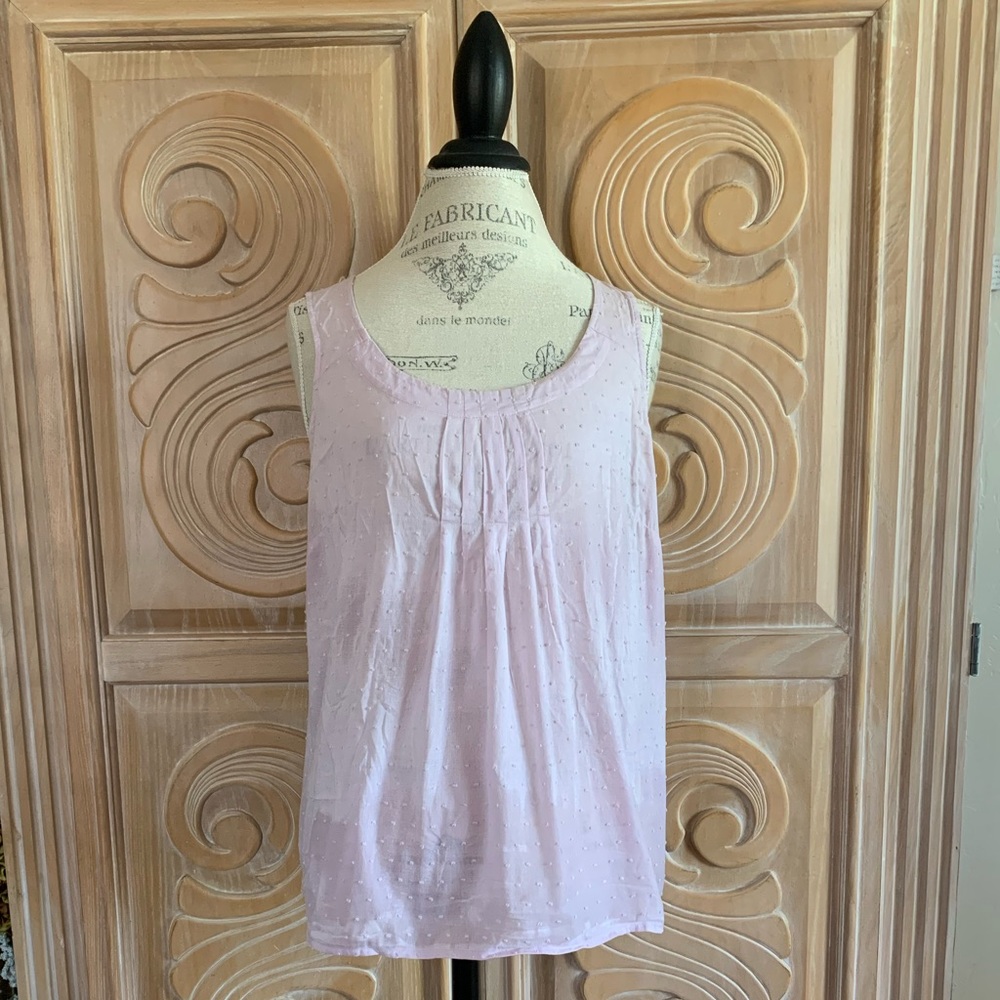 Loft Lilac Tank Top with Embroidered Dots L Petite